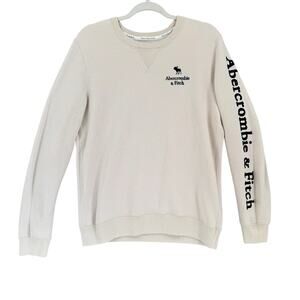 Abercrombie‎ & Fitch Soft A&F Fleece Sweatershirt Mens SM Cream Crew Neck Casual